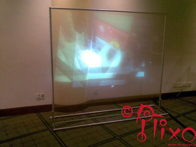 3D effect projection stand, stainless steel - acrylic with special film